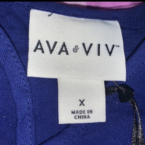 Ava & Viv Women's Plus Size Sleeveless Colorblock Tiered Dress -Navy Blue - Picture 6 of 10